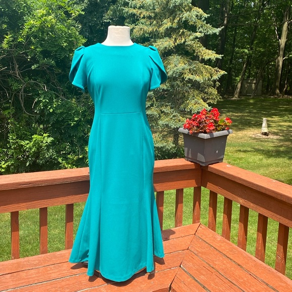 Calvin Klein Dresses & Skirts - NWOT Calvin Klein Teal Dress, see measurements in photos below